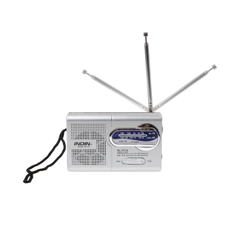 BC-R119 Draagbare Mini Radio 2-Band Am Fm Wereld Ontvanger Intrekbare Antenne Dc 3V