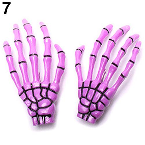 Épingle à cheveux à patte en crâne, Punk, épingle à cheveux exagérée, os, griffes de main, ornements capillaires un, tendance nouveauté: purple 7