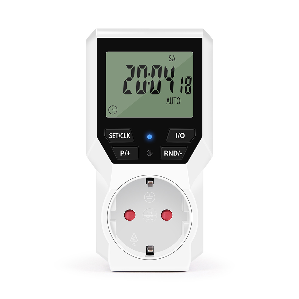 Digital 3680W Output Timer Socket EU Plug LCD Display Programmable Timer Switch 10 Group Timing Automatic Surge Protector: Brown