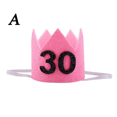 Barn år 1st födelsedag mössa bebis fest keps flicka pojkar rosa blå blommor prinsessa krona pannband hårkläder dekor tillbehör: 1