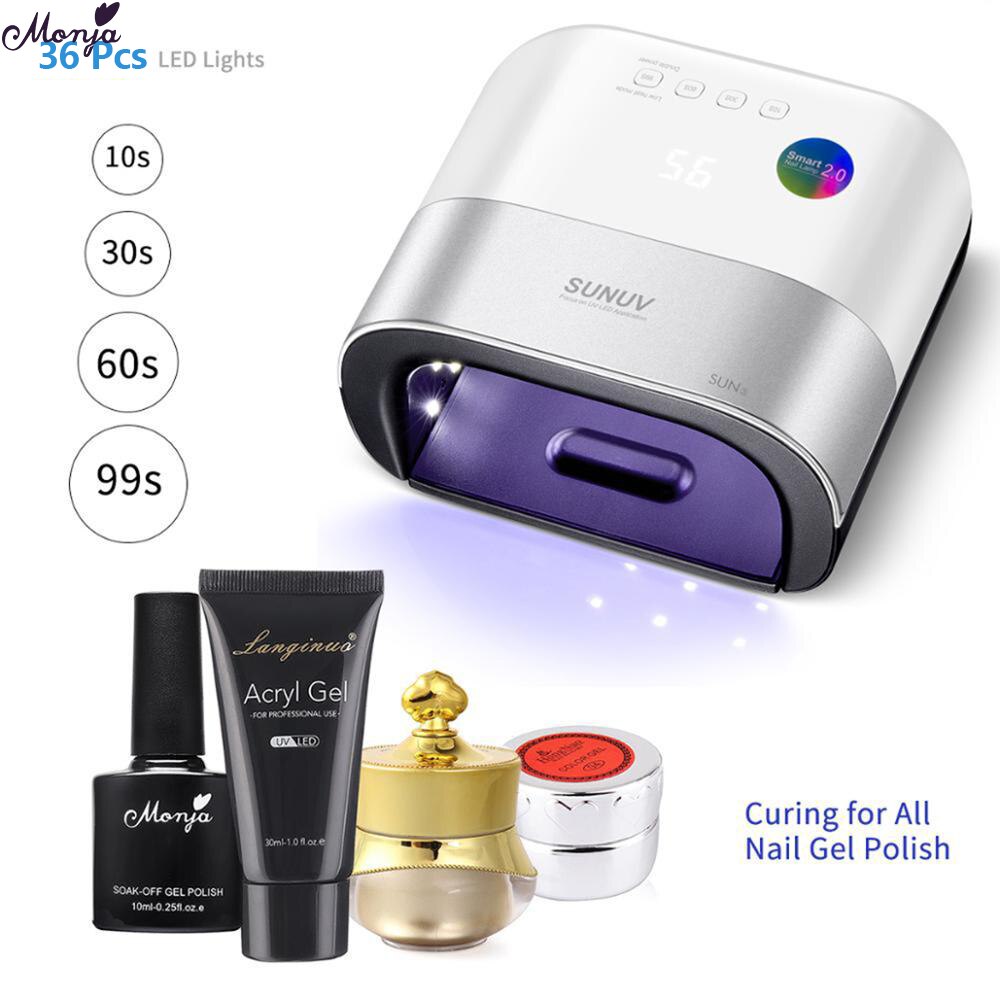 Monja-secador de uñas SUN3, lámpara LED UV de 48W, con temporizador inteligente, Sensor automático de esmalte en Gel, herramienta de manicura, 14 unids/set por Set