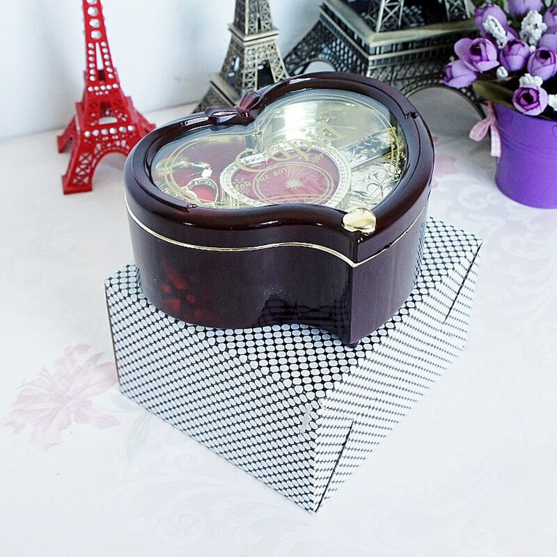Caja de música Retro con forma de corazón para bailarina, caja de música con manivela y forma de corazón, caja de música de plástico para de cumpleaños