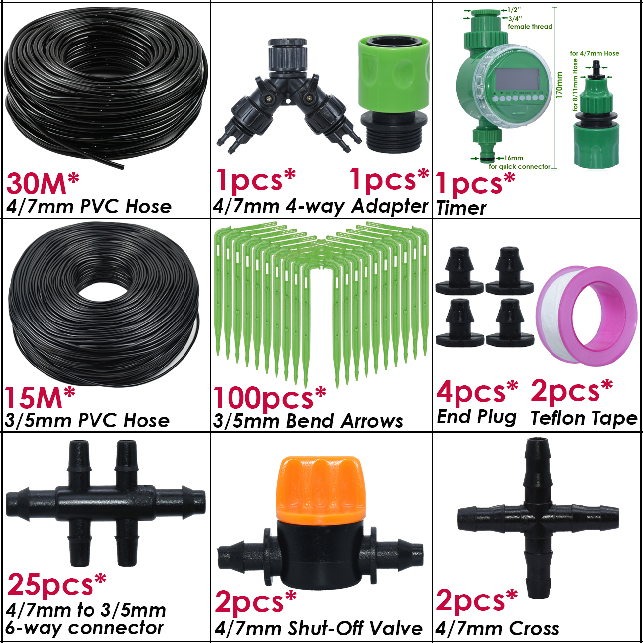 Sprüh gewächshaus automatische Bewässerung Garten Tropf bewässerungs System Bausatz 4/7mm bis 3/5mm Schlauch Pfeil Tropfer für Bonsai Topfpflanze