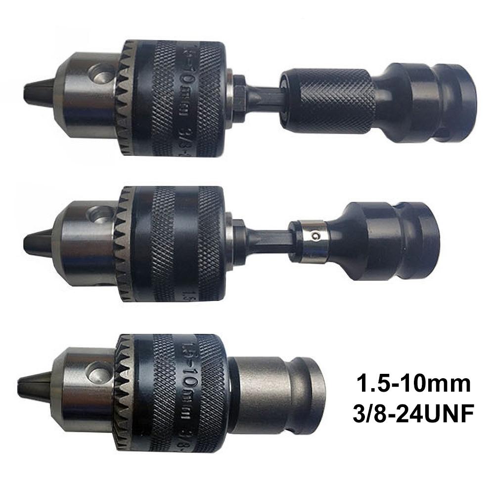 3/4Pcs 10mm 3-jaw Drill Bits Adapter Manual Drill Chuck Wrench Adapter Converter Quick Change 1.5-10mm 3/8-24UNF Clamp Range