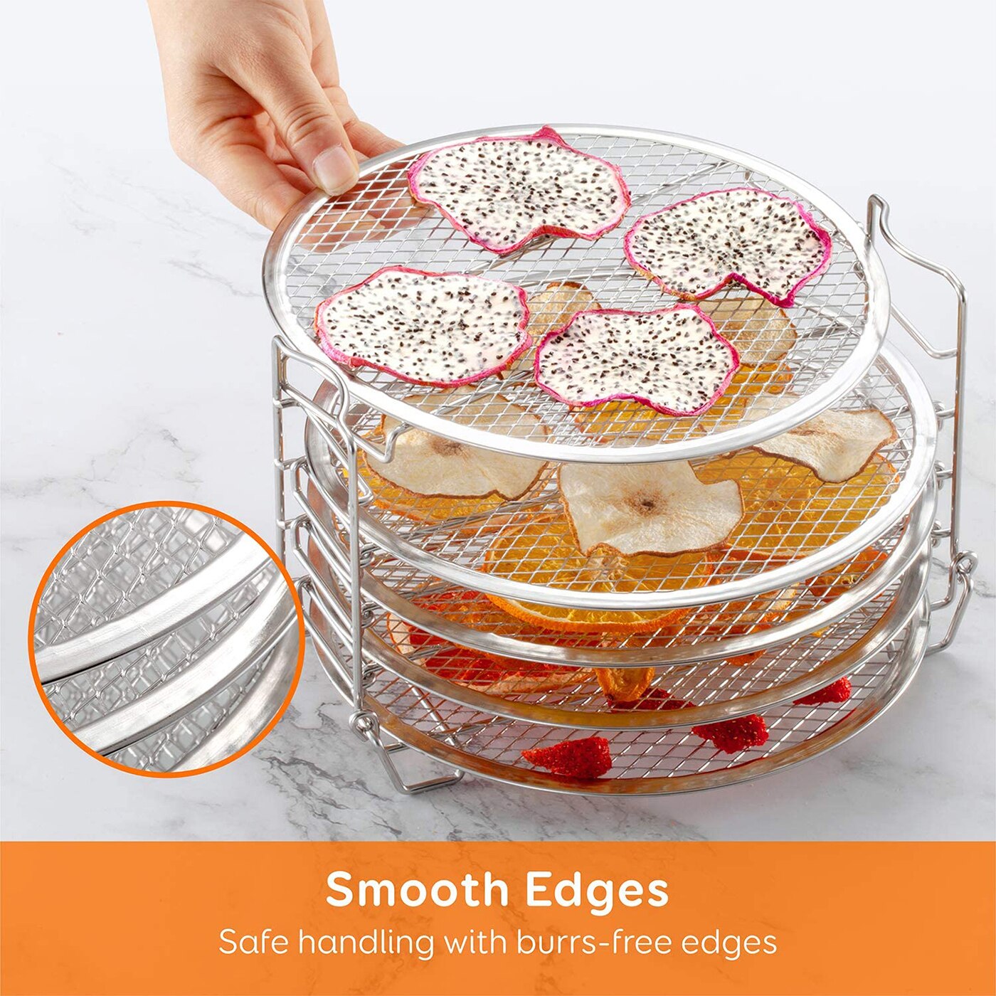 5Pcs Dehydrator Rack Stainless Steel Stackable Instant Pot Stand Air Fryer Accessories Easy Setup Pressure Cooker Kitchen Tools