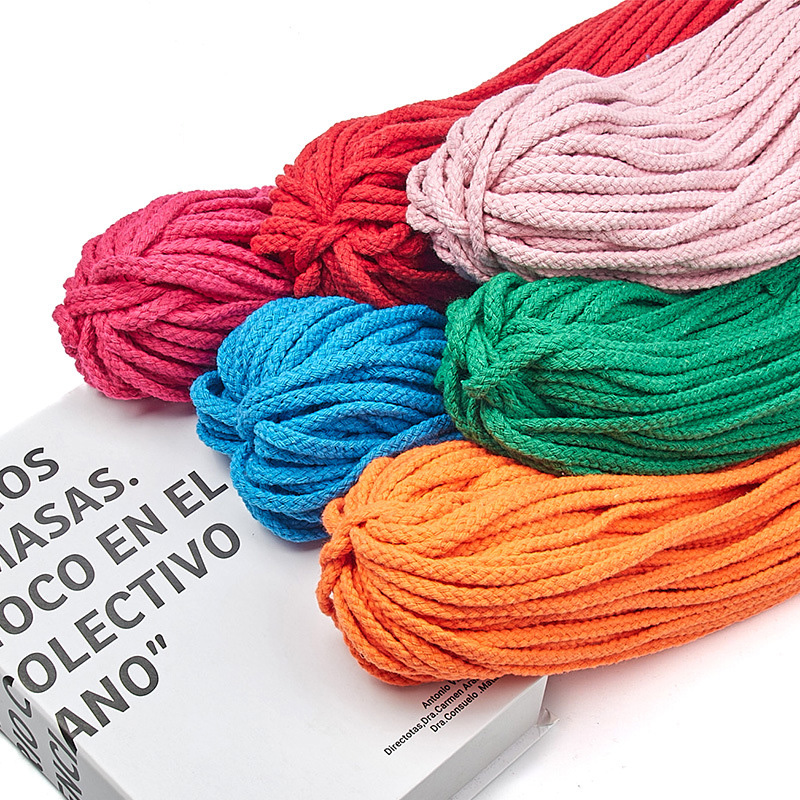 Corde en coton torsadée décorative artisanale, 10yards, 5mm, pour décoration faite à la main, lanière de bricolage, cordon de fil Ficelles Couleurs
