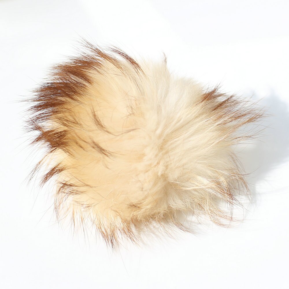DANKEYISI 5 uds DIY pompones Piel de mapache 13-14cm piel Pom gorro de punto gorros bufandas de llavero de piel Real pompones Bola de piel: 14