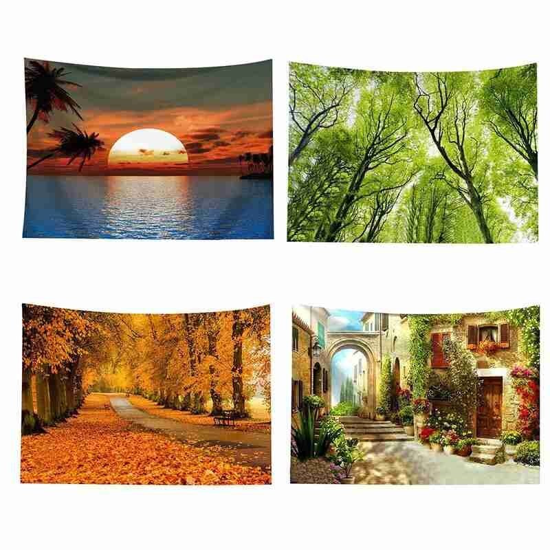 150*130cm Tapestry Forest Fabric Witchcraft Natural Scenery Forest Landscape Living Room Decor Tapestry Home Tapestry Forest