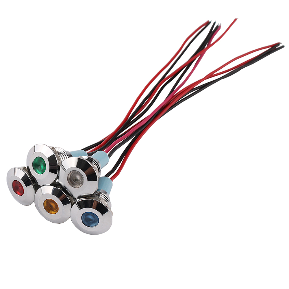 Led Metalen Lampje 10Mm Waterdichte Power Signaal Lamp 3V 5V 6V 12V 24V 220V Andere Rood Geel Blauw Groen Wit