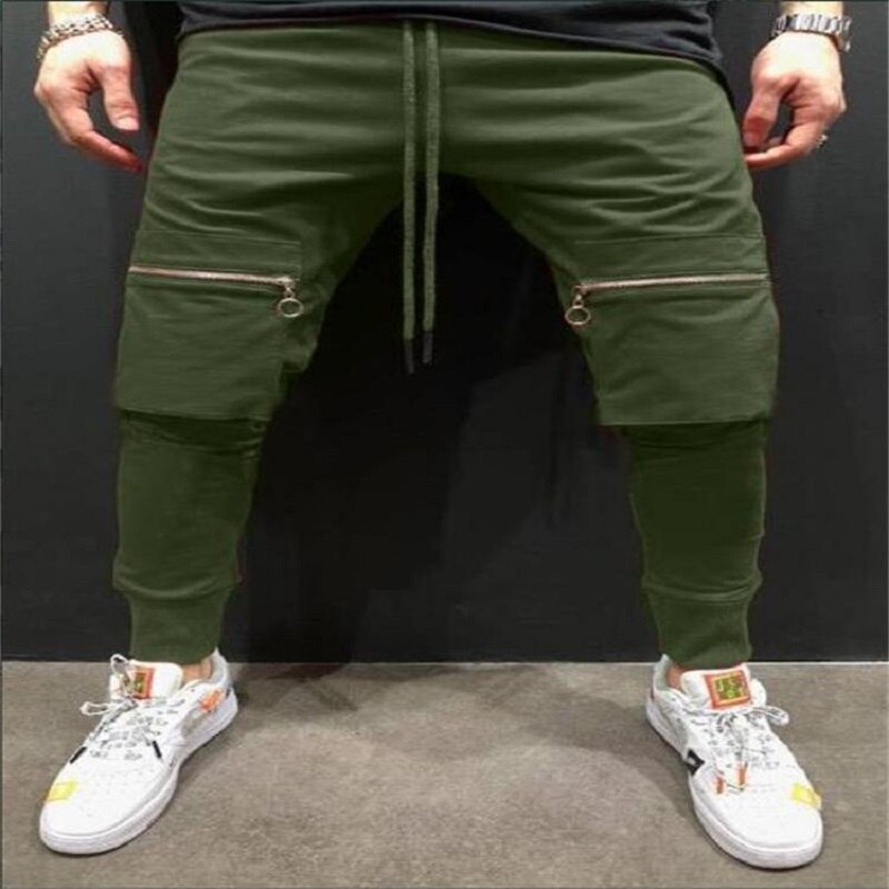 Pantalons de sport décontractés pour hommes, Style européen et américain, grandes poches, couleurs assorties, Hip-hop, pantalons de gymnastique, Ropa Deportiva Hombre: green / XXXL