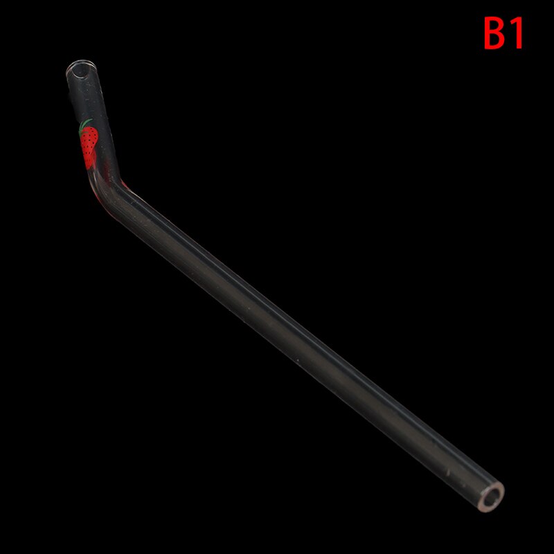 1PCS Fruits Glass Straw Reusable Glass Drinking Straws Cleaner Brush Bent Glass Straws For Smoothies Juice Tea: B1