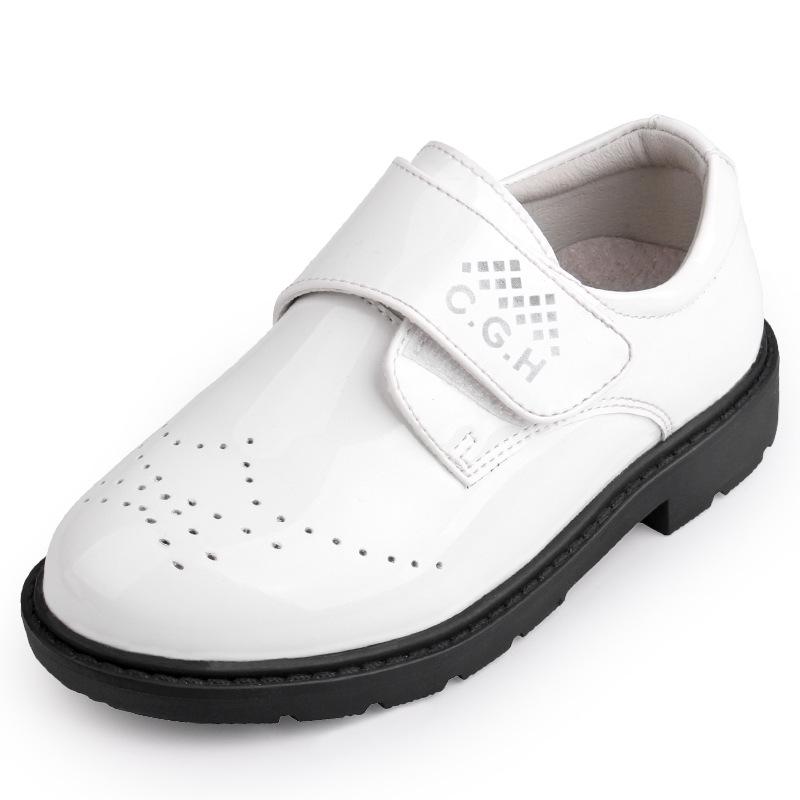 Lederen Schoenen Voor Kinderen Jongens Bruiloft Schoenen Herfst Zwarte School Schoenen Student Prestaties Casual Flats Mocassins Kind Jongen: White / 10