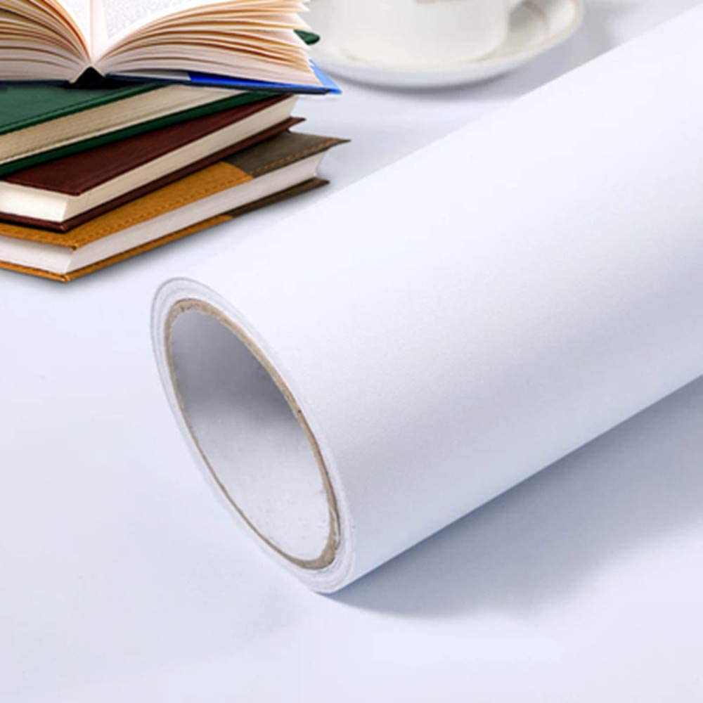 LUCKYYJ Peel and Stick Self Adhesive Wallpaper White Vinyl Film Removable Sticky Back Plastic for Wall Shelf Table Door Decor