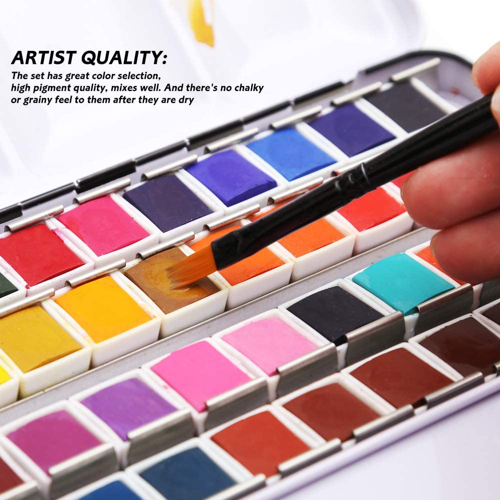 12/24/36/48 farver pigment solid akvarel maling sæt med pensel akvarel pigment sæt kunst forsyninger