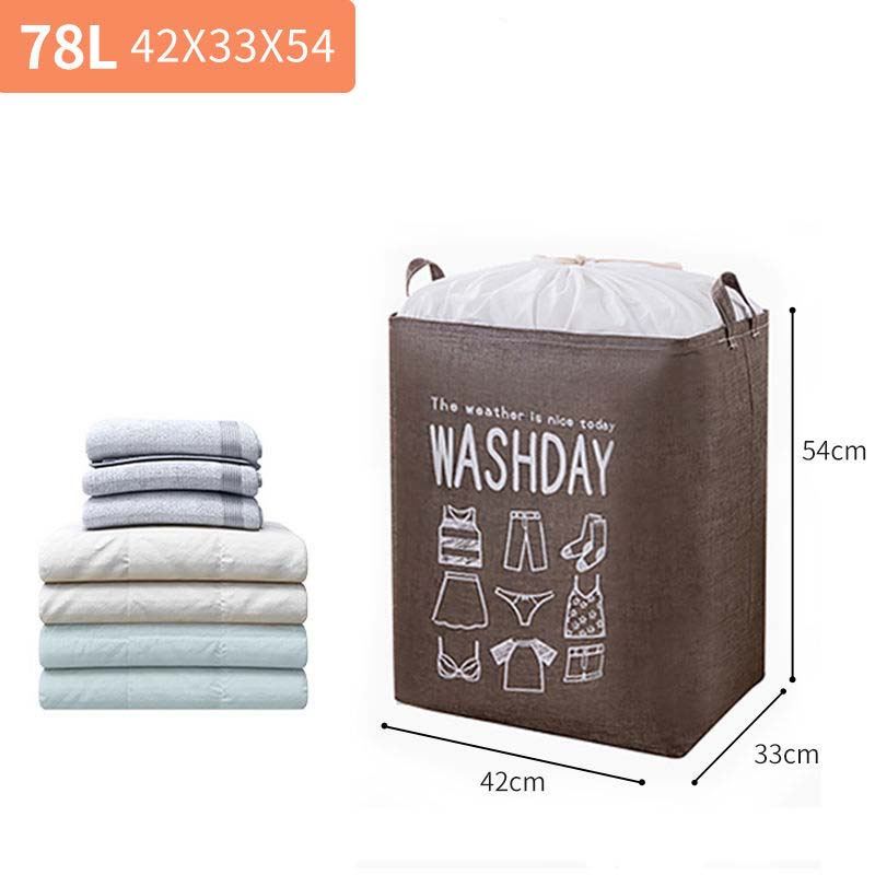 105L Dikke Katoenen Trekkoord Zak Quilt Opbergtas Katoenen Dekbed Opbergtas Garderobe Plus Size Opbergtas Thuis Opslag: 78L brown