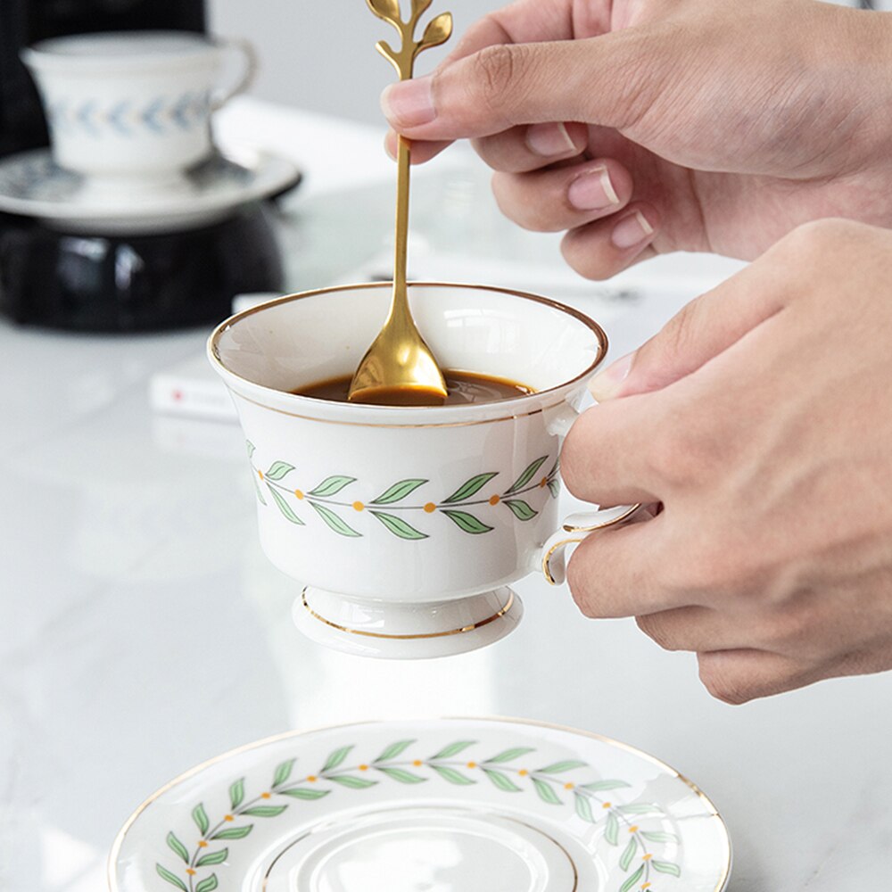 Leaf Shape Handle Spoon Coffee Spoon Dessert Snack Scoop Exquisite Stainless Steel Teaspoon for Kitchen Tableware Gadgets Tool