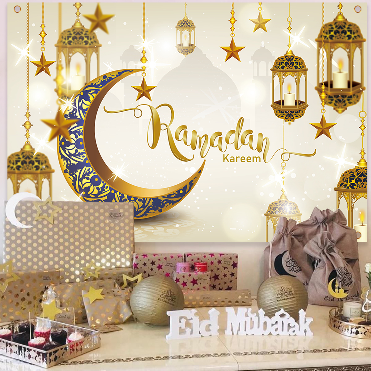 Fondo de Eid Mubarak, decoraciones para el hogar, decoración musulmana islámica, Ramadán, Kareem, Eid Al Adha, Ramada