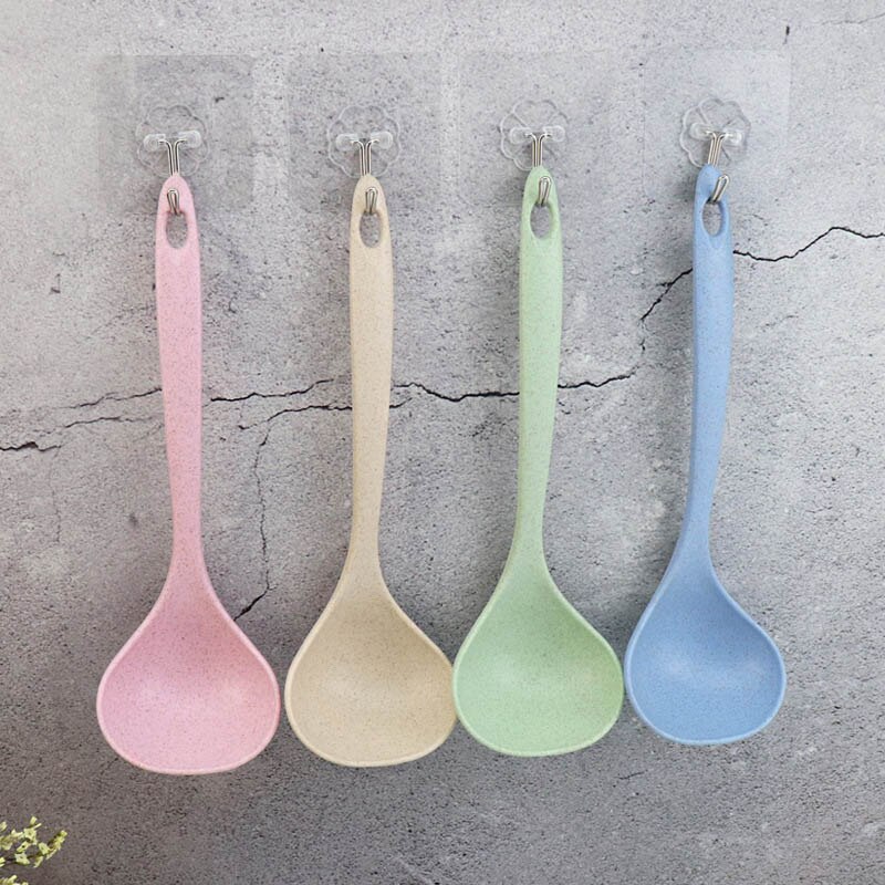 Cuchara de tallo para sopa, utensilio de cocina con mango largo, 4 colores, 1 unidad