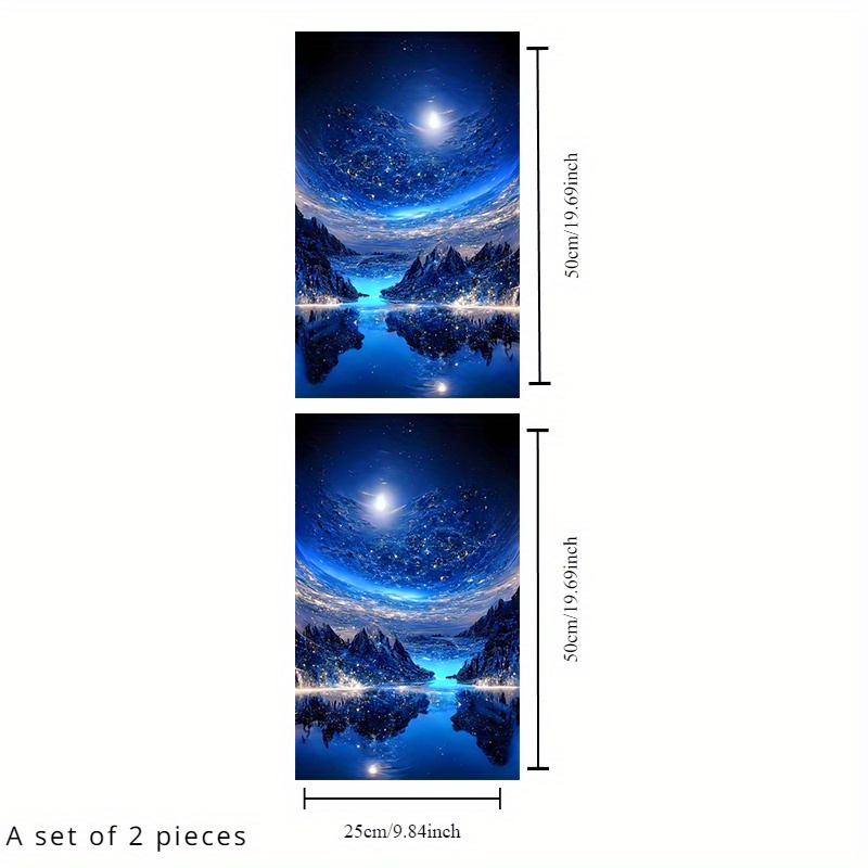 2PC Blue Galaxy en Moonlight Scenic Autosticker Waterdicht Krasbestendig B-stijl Beschermfolie Geschikt voor alle modellen