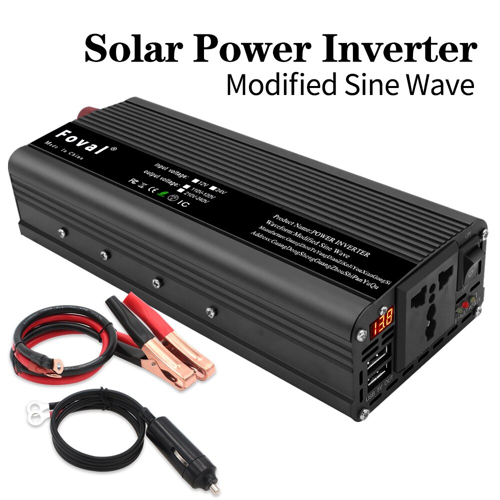 2600W Power Inverter LED Dual USB DC 12V to AC 220V Portable Charger Converter Adapter Modified Sine Wave for home TV phone