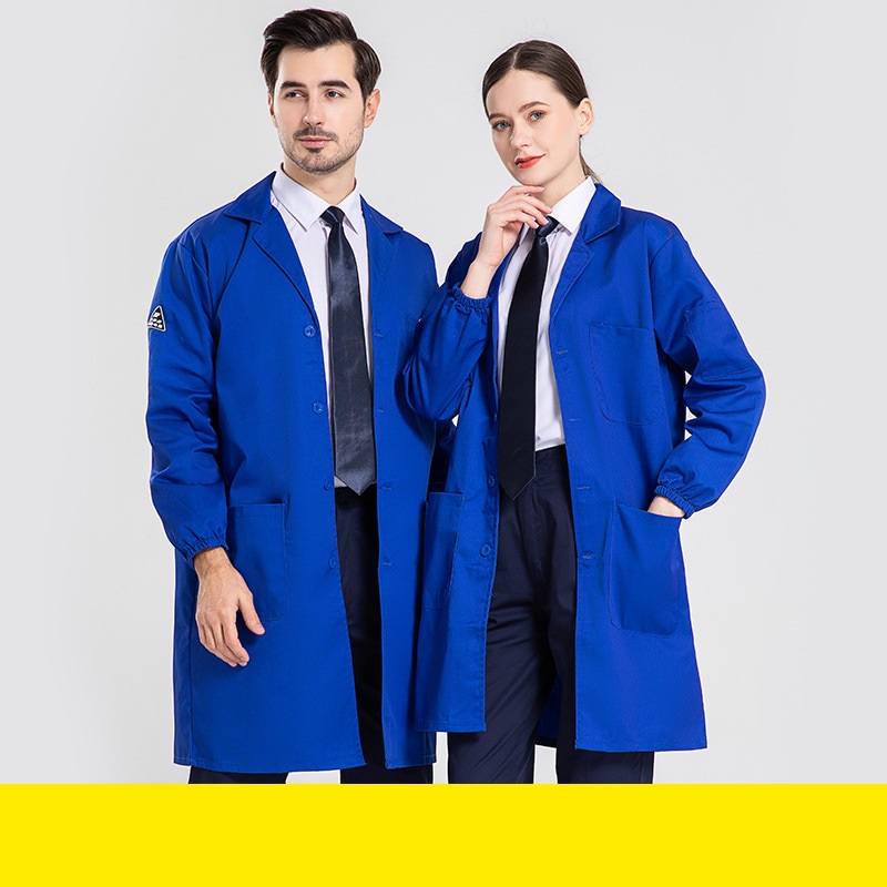 Antistatisk laboratoriekittel blå kvinder mænd laboratorieartikler kvinde mand fødevarefabrik uniformer lange ærmer elektriske kåber arbejderuniformer: Xxl / Blå