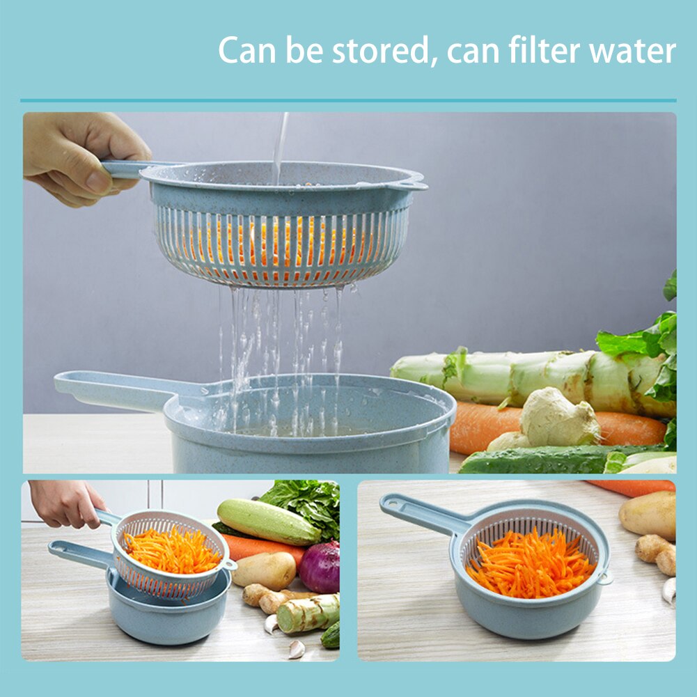 Multifunction Wheat Straw Manual Vegetable Cutter Carrots Potato Slicer Shredders Egg Filter Kitchen Tools Pink Blue