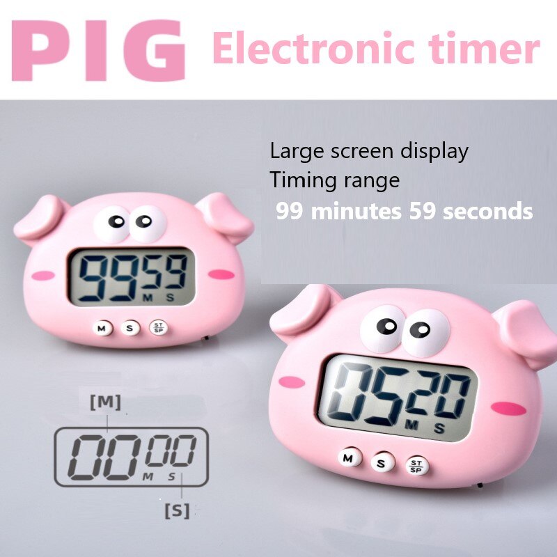 Cartoon Cute Electronic Timer Stylish Beautiful And Practical Kitchen Baking Alarm Clock Student Learning Reminder Home Clock