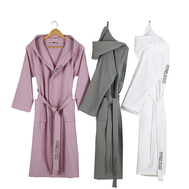 Sleepwear Women Bathrobe Men Hooded 100% Cotton Men&#39;s Robe Summer Thin Couples BrideMen Bath Robe Male Women&#39;s Dressing Gown