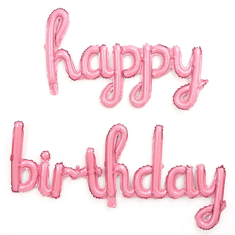 1pc Alles Gute Zum Geburtstag Englisch Aluminium Film Ballon kinder Party Szene Ornament Geburtstag Dekoration Party Dekoration: Rosa