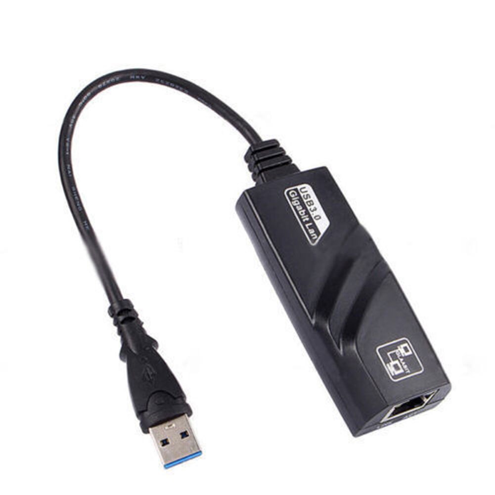 Bærbar tilbehør højhastigheds sort nem installation plug and play usb 3.0 to rj45 gigabit computer transmission hurtig netværksadapter