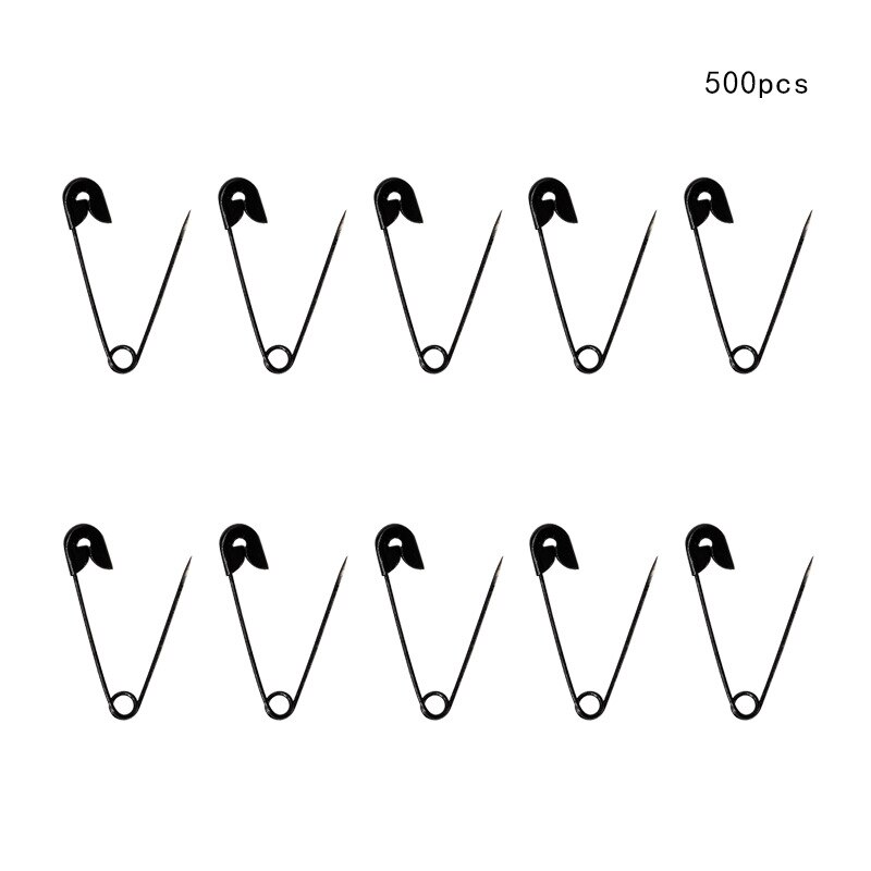 Miusie 500 Stuks Veiligheidsspelden Diy Naaien Gereedschap Accessoire Rvs Naalden Grote Veiligheid Pin Kleine Broche Kleding Accessoires: 500pcs  Black