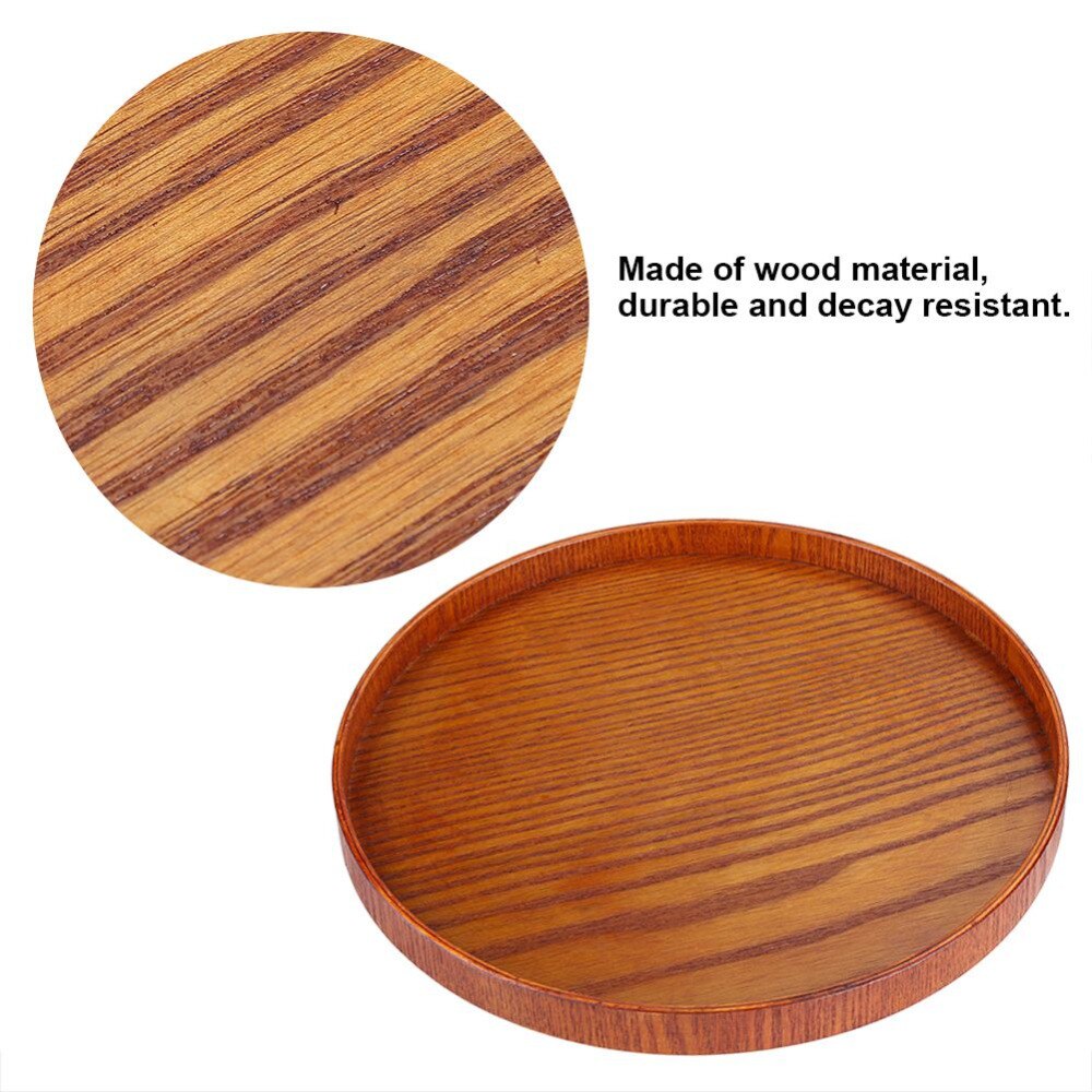 Plateau de service rond en bois naturel | Plateau en bois, thé serveur d'aliments, plats plateau de boisson d'eau, outils de cuisine