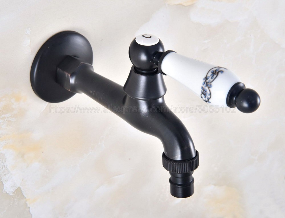 Bathroom black single cold tap wall Washing machine single tap cold water faucet garden black tap zav335