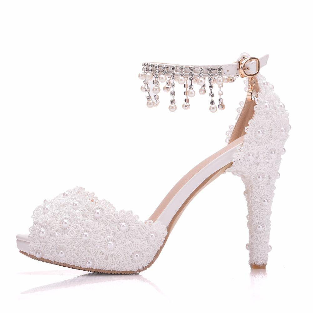 Crystal Queen Women Lace Shoes Platform Sandals Hi... Grandado