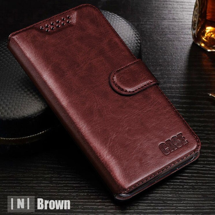 Lederen Case Voor Samsung J1 Flip Case Voor Samsung Galaxy J1 J120 J120F J1 (6) SM-J120F/DS 4.5 inch Telefoon Tassen: Brown  INI