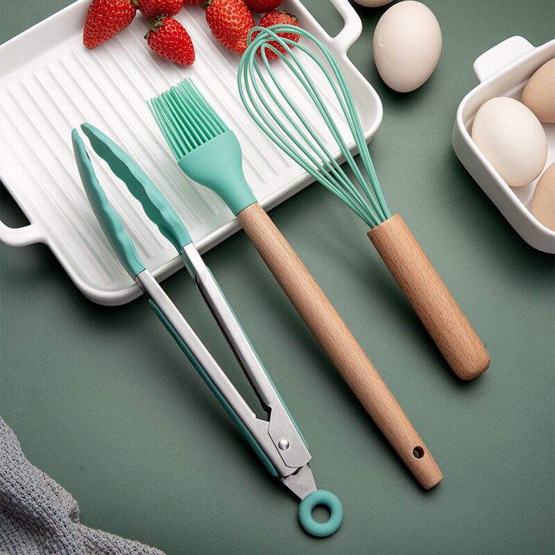 12Piece Silicone Cooking Kitchen Utensils Set Nylon Utensils Stainless Steel Cooking Utensil Set