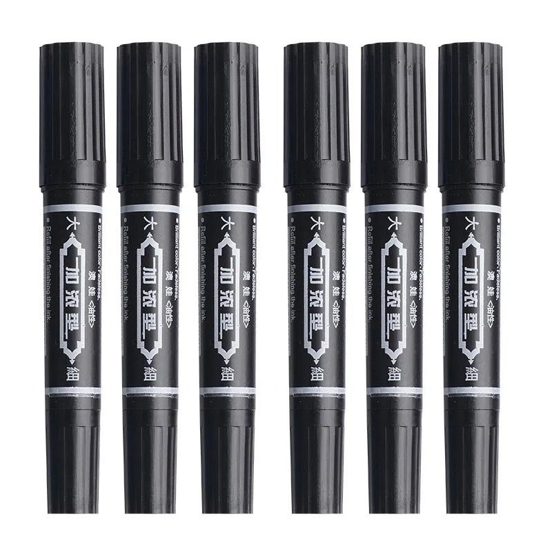 3/6 stk. 3-- fargers dobbeltsidig tusj med oljebasert blekk, hurtigtørkende, vanntett og ikke-viskelig, til kunst- og håndverksprosjekter.: Multi