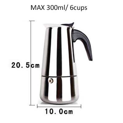 Cafeteria Espresso Coffee Maker Stove top Moka Coffee Pot Mocha maker coffee machine cappuccino latte 100/200/300/450ML Biolomix: 300ml