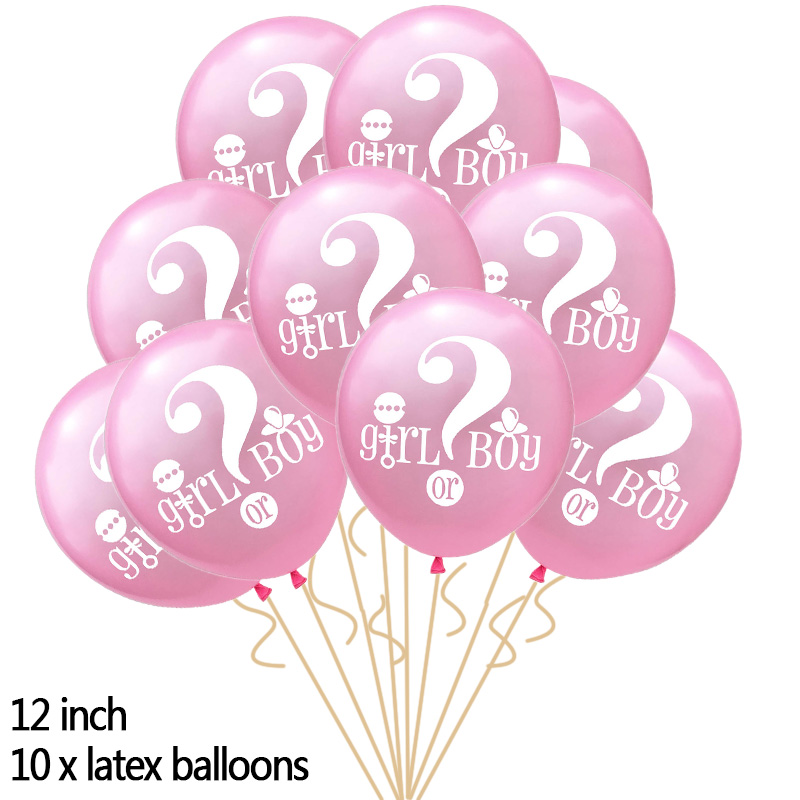 10 st kön avslöja ballonger han eller hon flicka eller pojke mönster latex ballong för baby shower kön avslöja fest dekoration leveranser: B01
