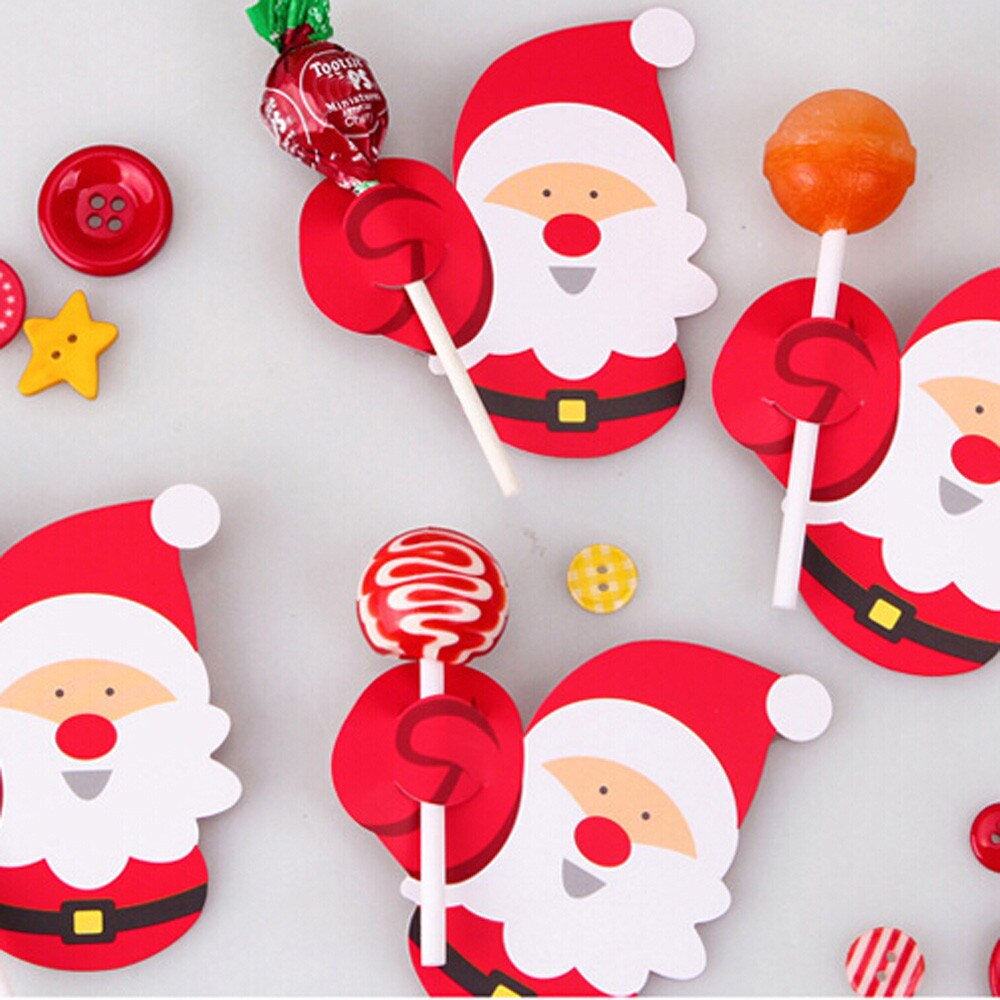 50x Kerstman Pinguïn Lolly Kerst Kaart lolly suiker-brood Xmas Party Speelgoed Decor Kerst Decoraties Voor Huis C20111: A