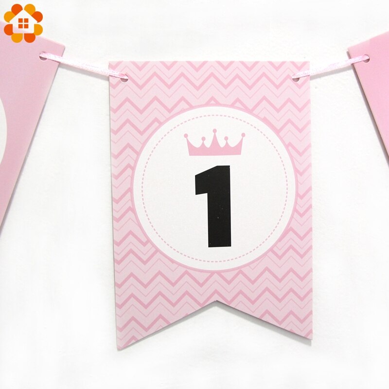 1Set "Ik Ben 1 Vandaag" Roze/Blauw Papier Banner Garland Baby Jongen Meisje Voor Mijn Eerste baby Douche Een Jaar Verjaardagsfeestje Decoratie