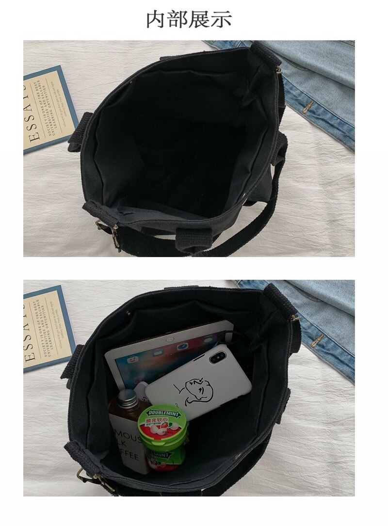 Zuid-koreaanse vrijetijdstas met wild pocket canvas, leuke schoudertas, studentenpersoonlijkheid, damesschoudertas