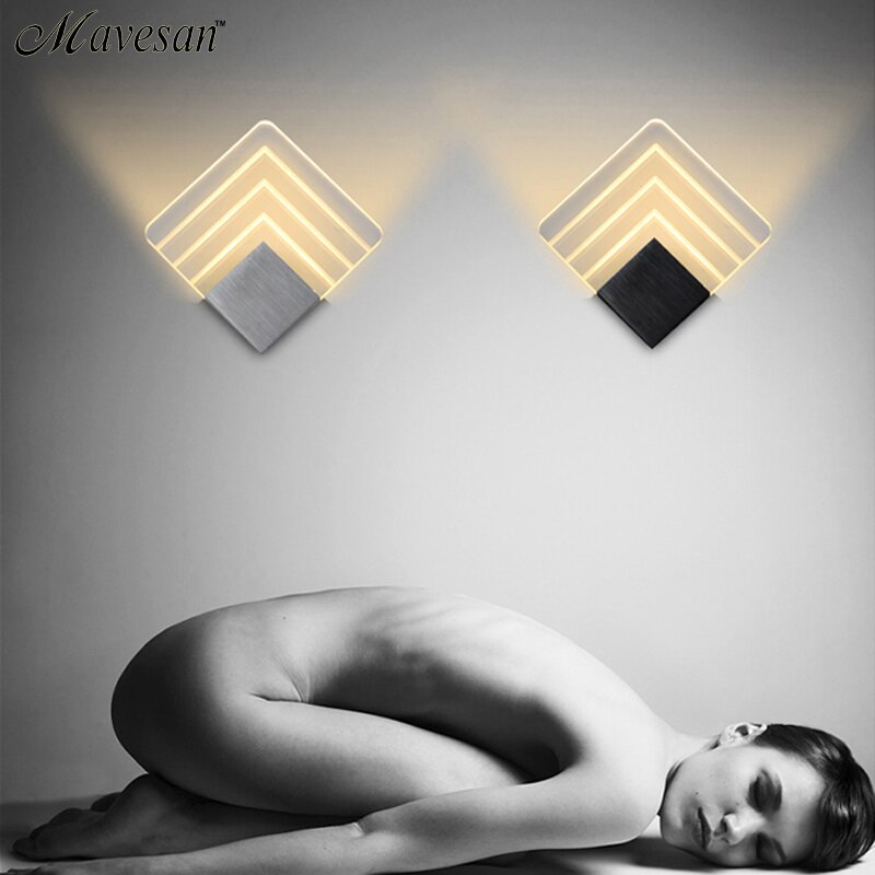 Moderne LED Wandlamp Voor Badkamer Slaapkamer 6W Wandkandelaar Wit Binnenverlichting Lamp AC85-265V LED Wandlamp Indoor verlichting