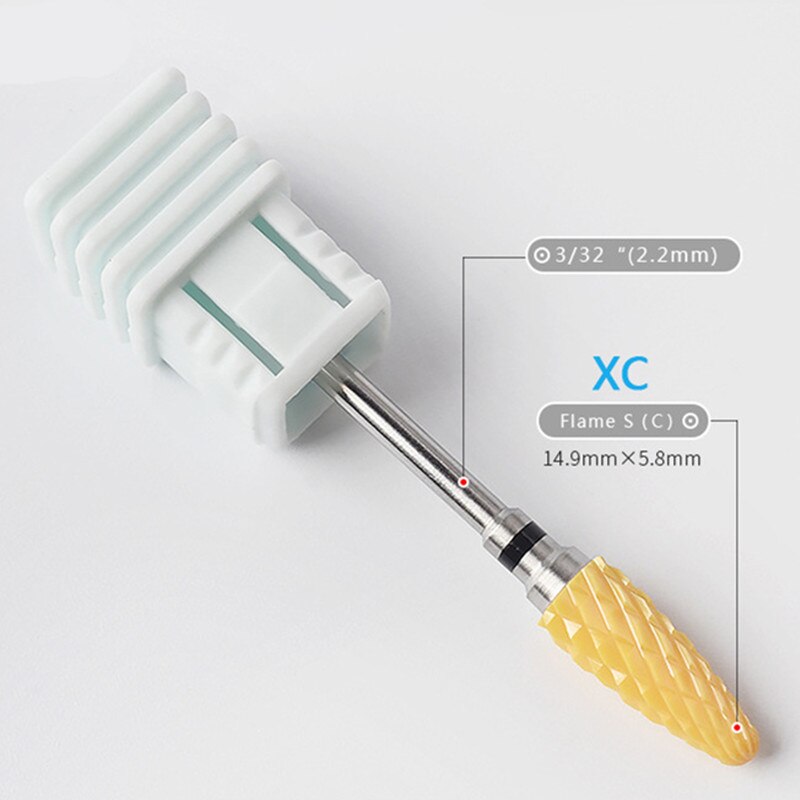 1 piezas de brocas de cerámica amarilla para uñas cutícula fresa de molienda cabeza de bala de manicura eléctrica herramientas de uñas de pedicura