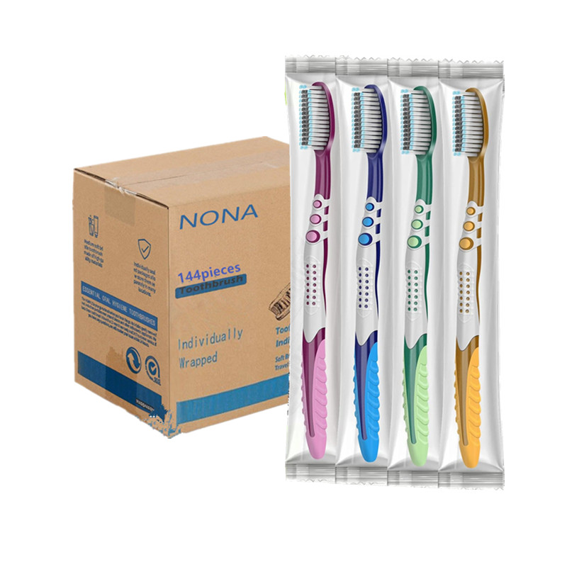 144 cepillos de dientes empaquetados individualmente, cepillos de dientes desechables a granel, cerdas suaves, perfectos para viajes, hoteles, donos.: Castaño