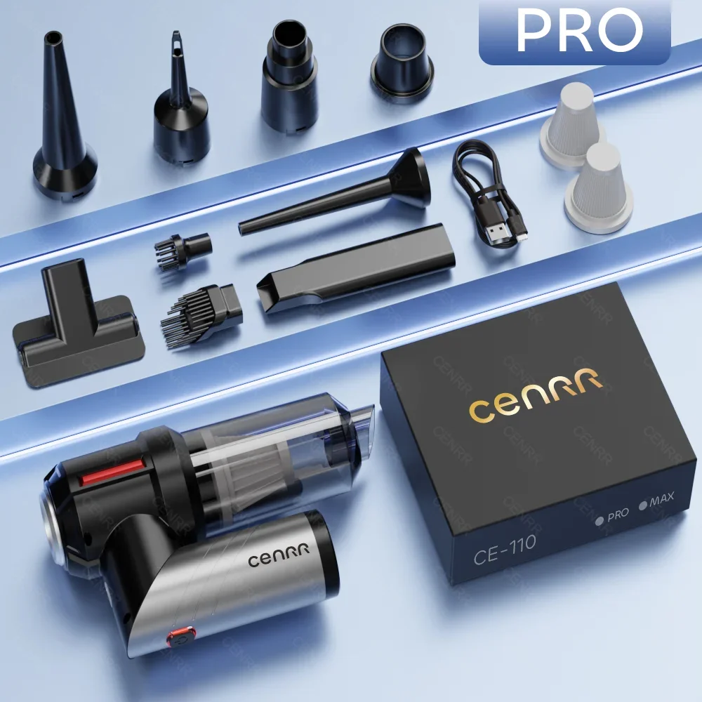 CENRR Car Vacuum Cleaner 998000PA Mini Handheld Wireless Strong Suction Car Cleaner Cleaning Machine Portable Car Vacuum Cleaner: Yellow