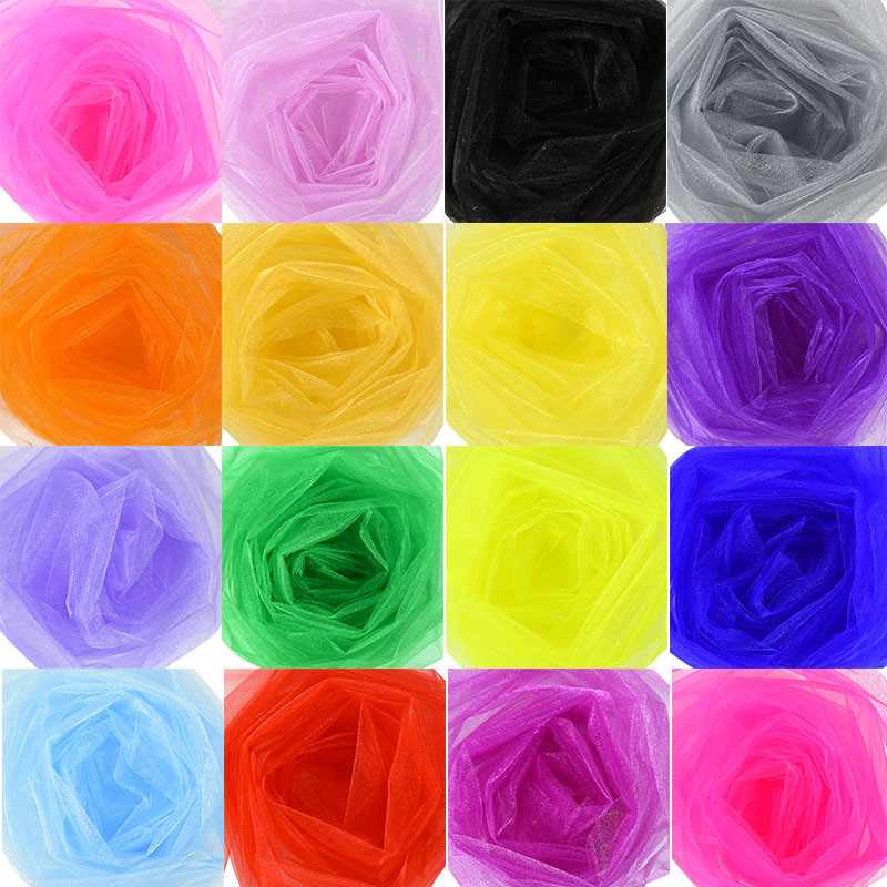 Rollo de tul para decoración de boda, tela transparente de Organza de cristal para fondo de de cumpleaños, fajas para silla de boda, hilo decorativo, 5/10m