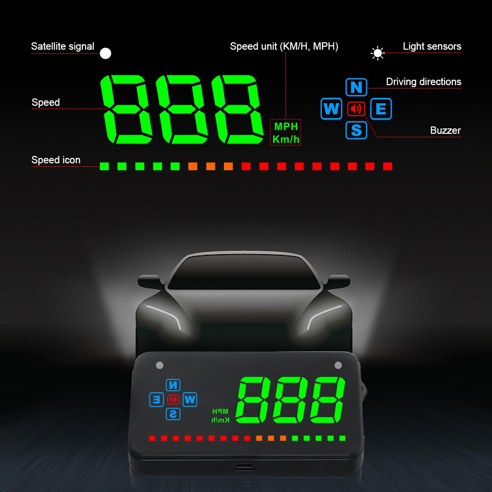 A2 Car HUD Head Up Display Car Speed Windshield Projector GPS Digital Head Up Display