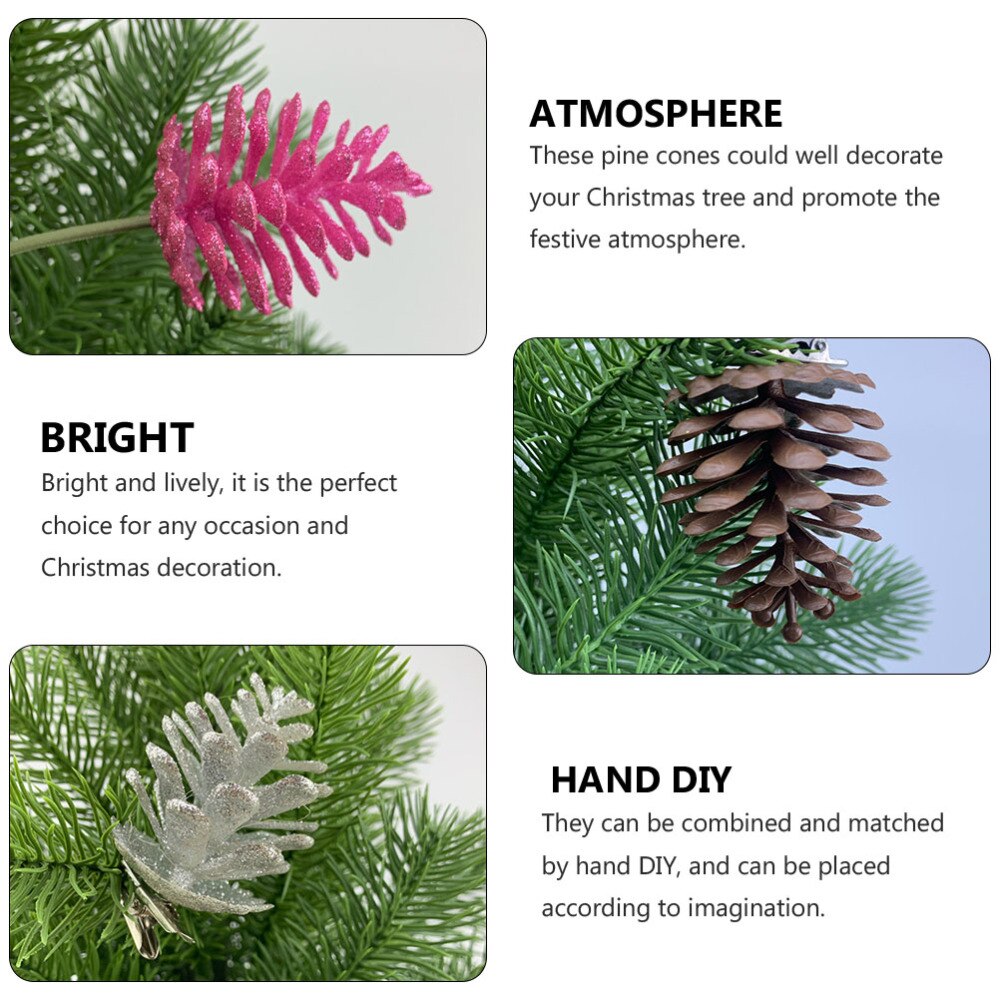 6 stuks kerstversiering in de vorm van dennenappels, kerstboomhanger, feestartikelen (willekeurige kleur)