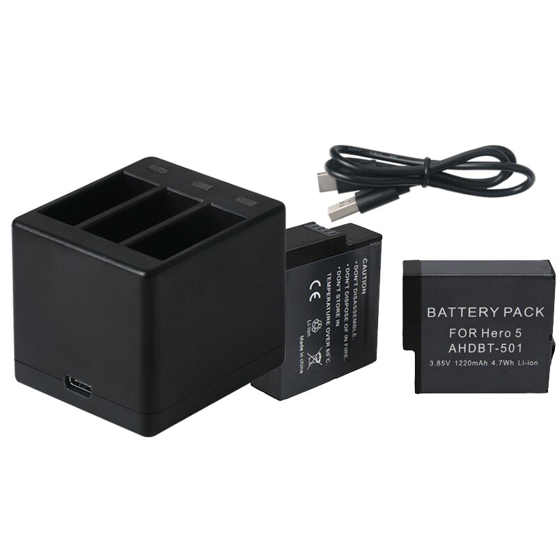 3 voies Hero 8 chargeur de batterie LED boîtier de charge boîtier de transport boîtier de batterie pour GoPro Hero 8 7 Hero 6 5 accessoires noirs